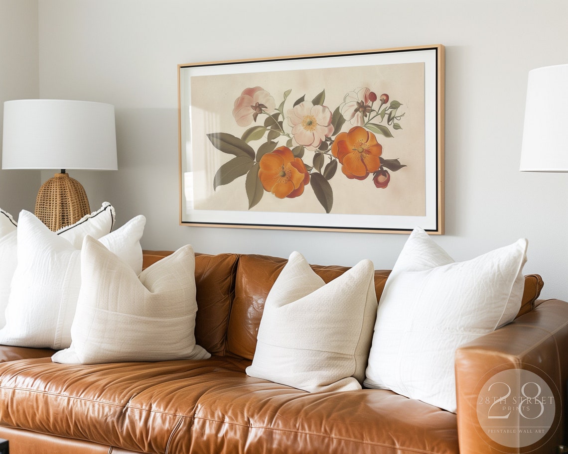 Vintage Orange Blossom Botanical Illustration Cream Floral Wall Art - Image 3