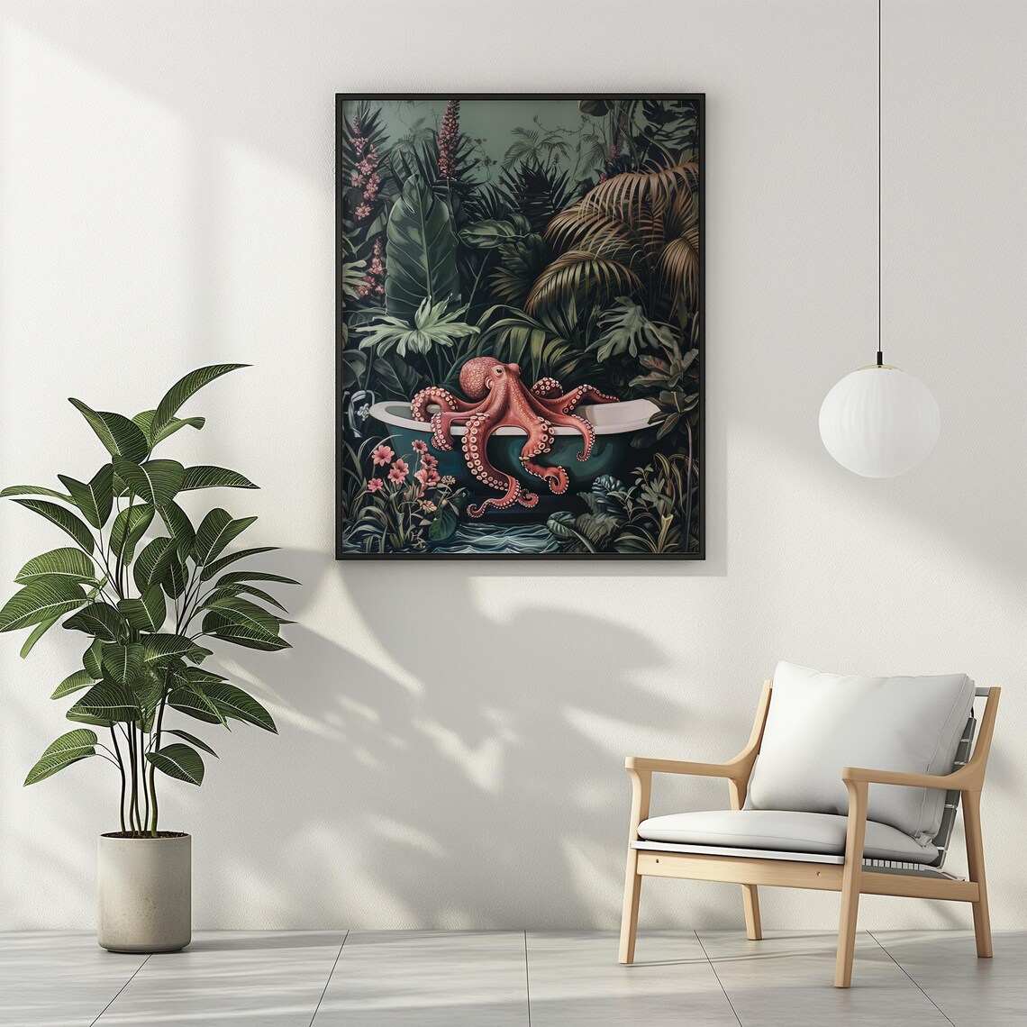 Octopus Bathroom Poster, Funny Bathroom Wall Decor - Image 3