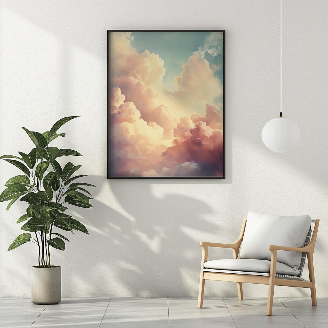 Clouds Poster Print, Neutral Nursery Wall Art - Image 2
