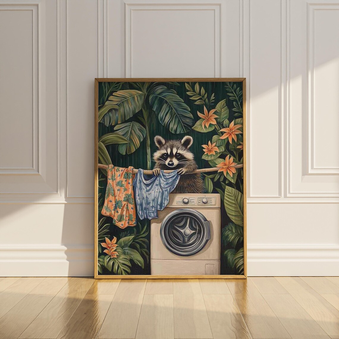 Raccoon Laundry Room Poster Print, Vintage Botanical - Image 3