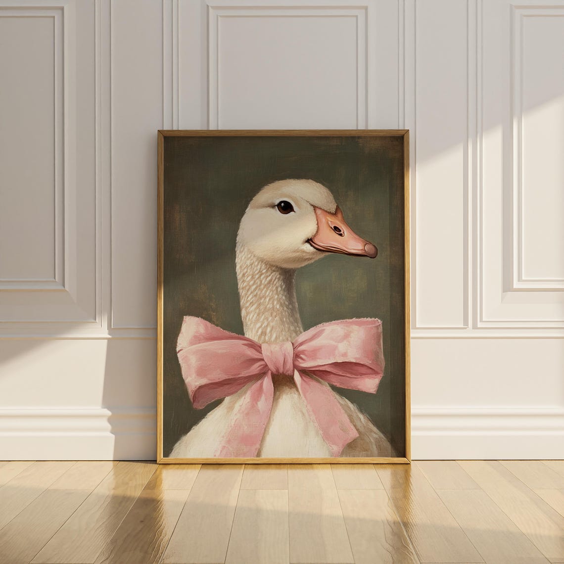 Silly Coquette Goose Poster Print Pink Bow Goose Nursery Wall Art Vintage Oil Painting Kids Baby Girls Preppy Room Wall Decor Matte Poster - Image 3