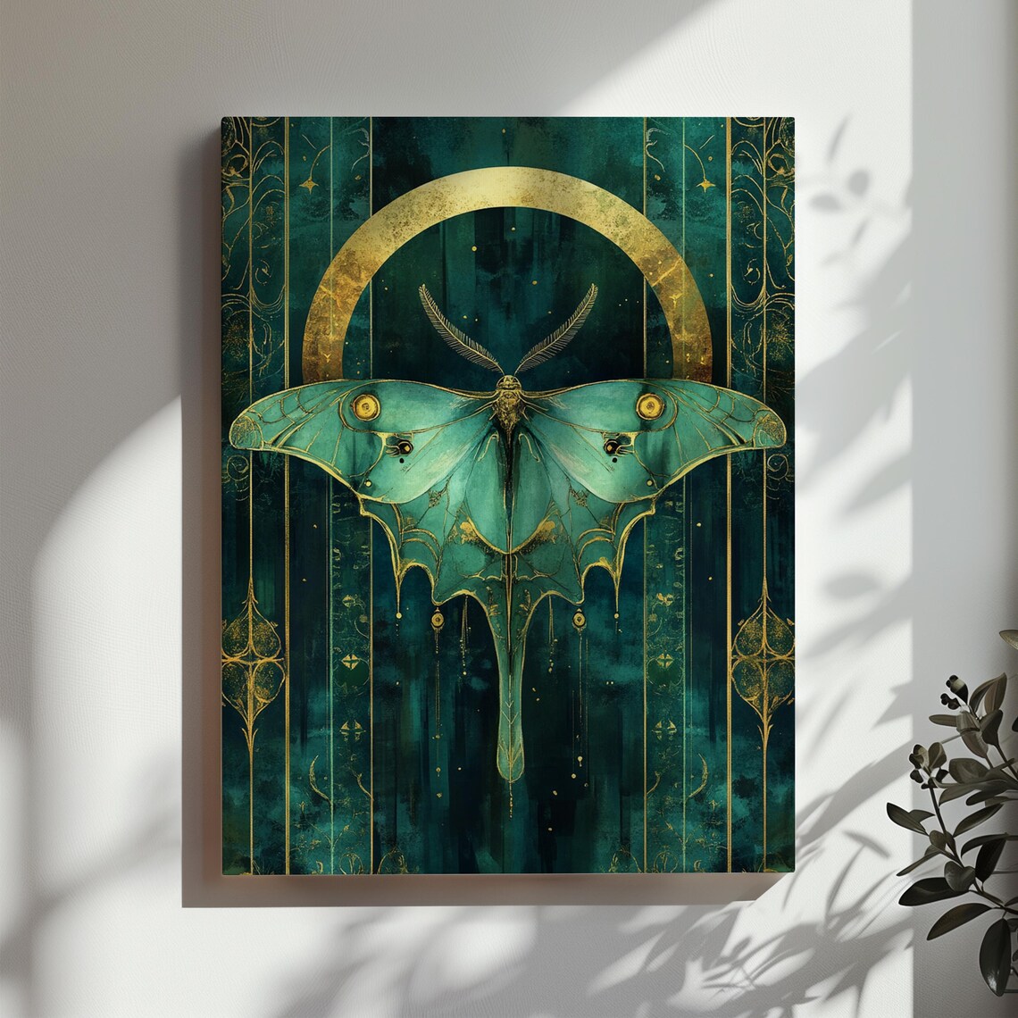 Luna Moth Art Print, Crescent Moon Occult Decor - Image 2