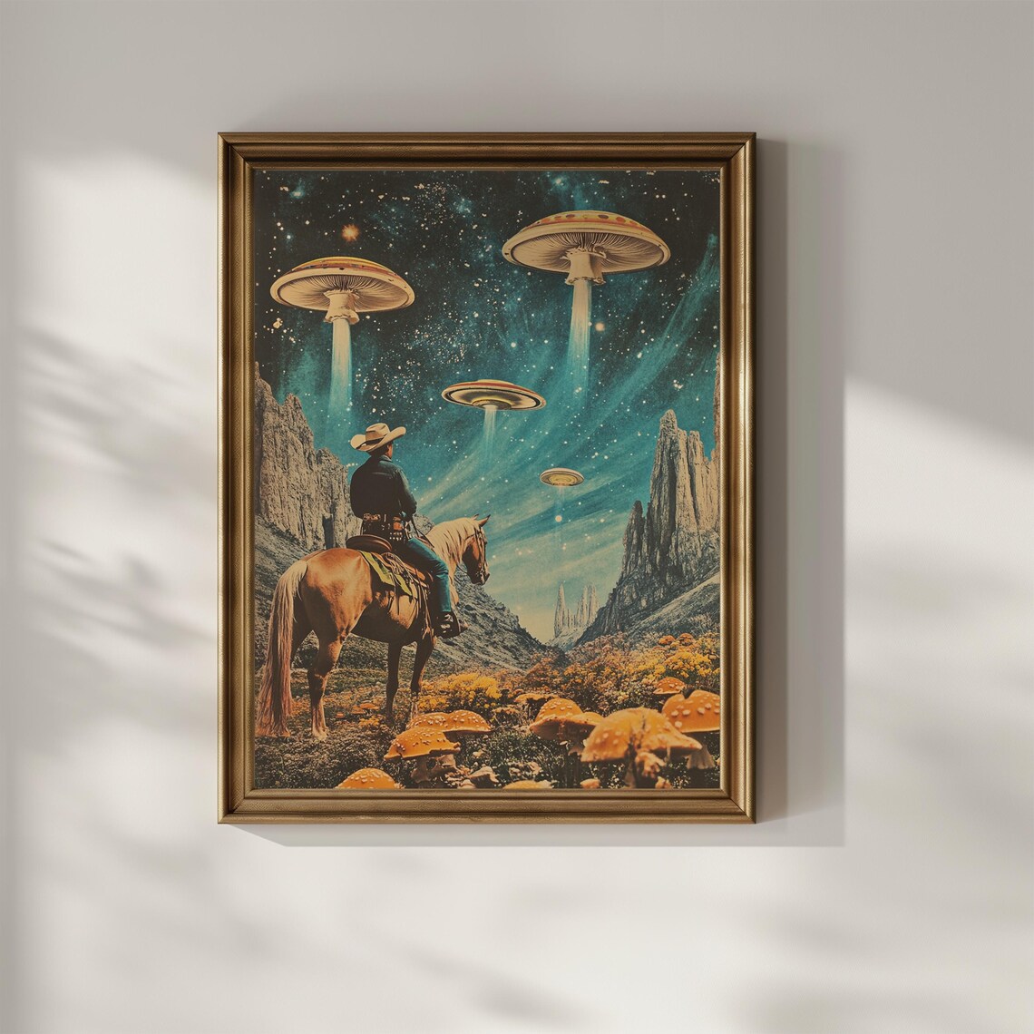 Cowboy Riding Horse Vintage Collage Poster - Image 4