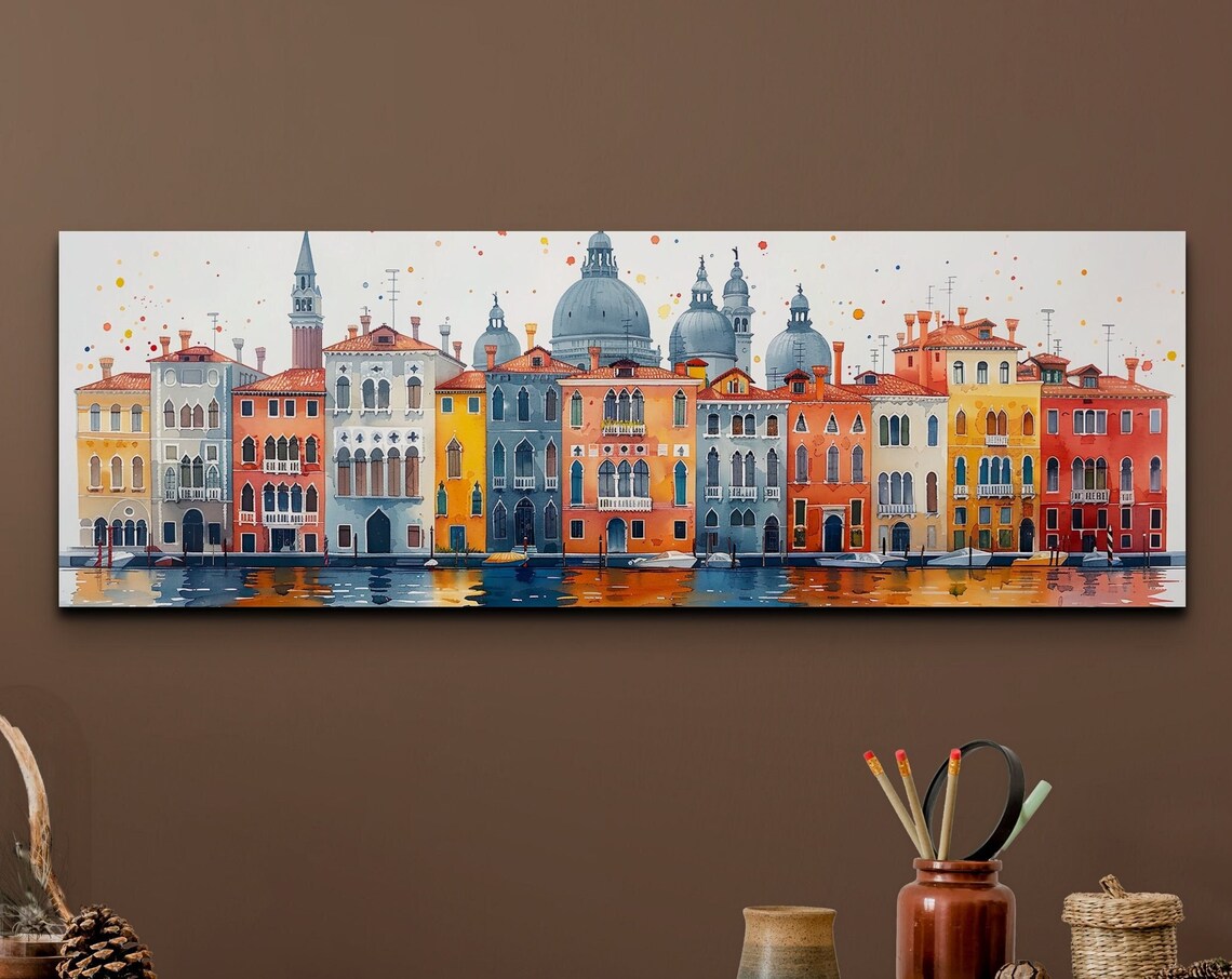 Colorful Venice Waterfront Domes and Bell Tower Skyline Poster