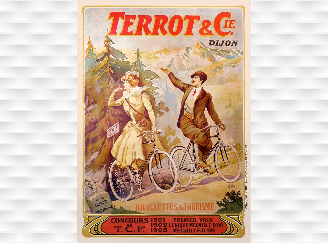 Terrot Cie Dijon Touring Bicycles Chamonix Vintage French Poster