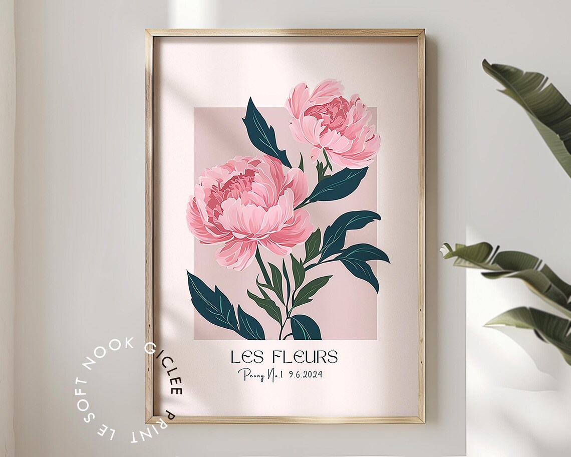 Pink Peony Les Fleurs Botanical Flower Blush Romantic Poster