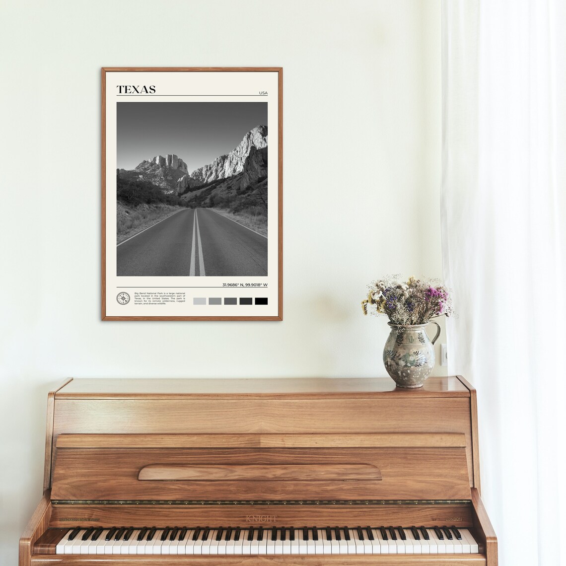 Texas Black and White Travel Poster, Wall Art Print - Image 2