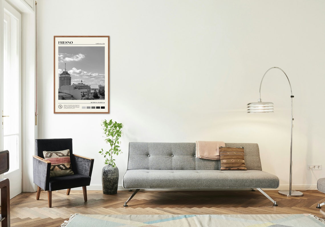 Black And White Fresno Print Fresno Wall Art Fresno Poster Fresno Photo Fresno Poster Print Fresno Wall Decor California Poster - Image 3