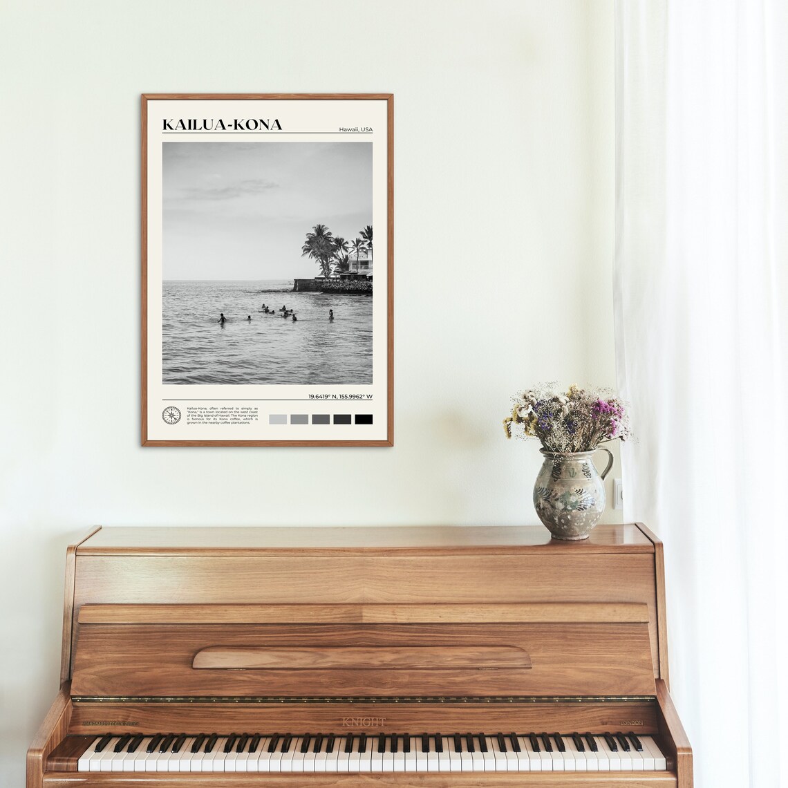 Kailua Kona Black and White Photo Poster Print - Image 2