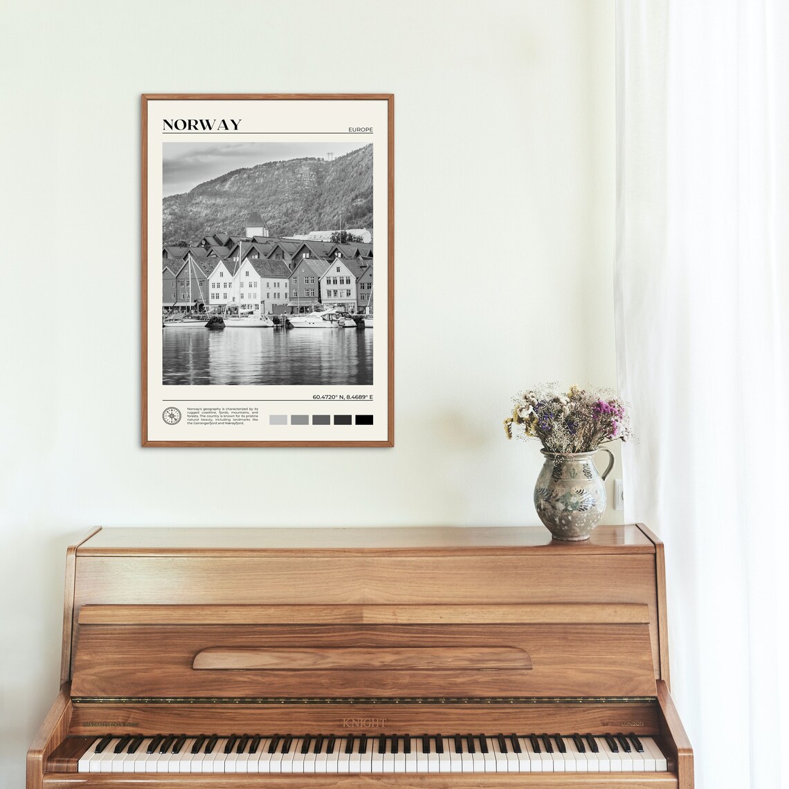 Norway Black and White Travel Poster, Europe Wall Art - Image 2