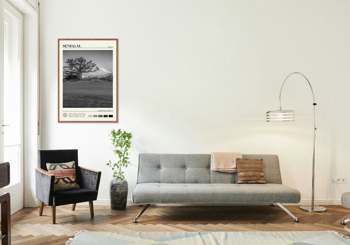 Senegal Black And White Travel Poster, Africa Art Print - Image 3