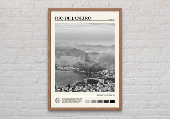 Rio De Janeiro Sugarloaf Mountain Black And White Travel Poster