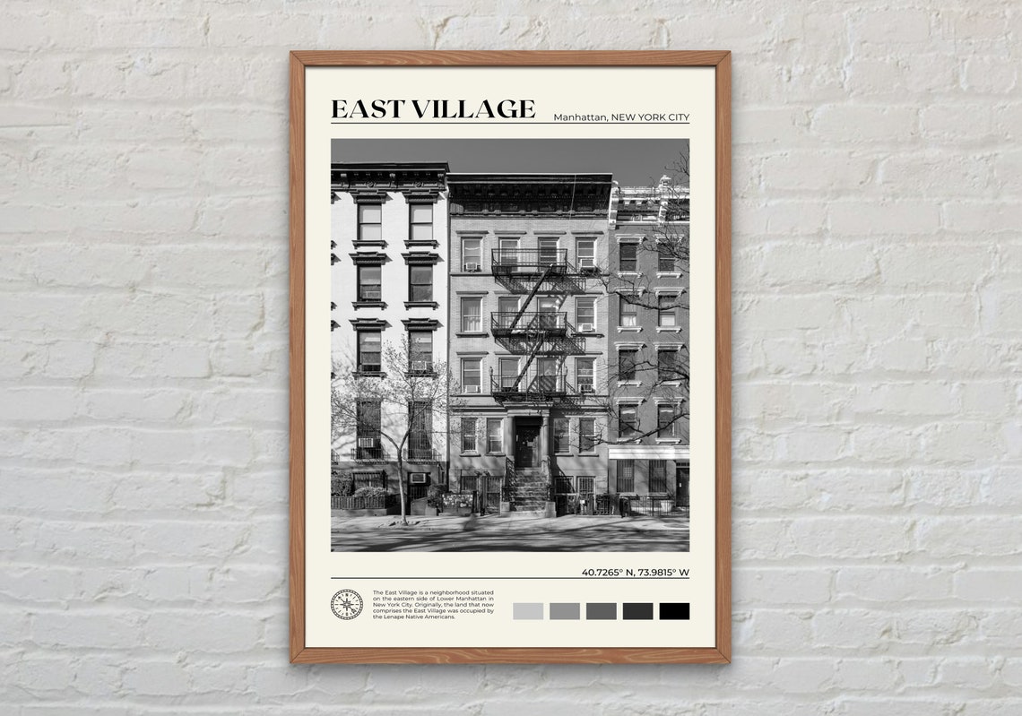 Black And White East Village Print East Village Wall Art East Village Poster East Village Photo New York City Poster Print New York