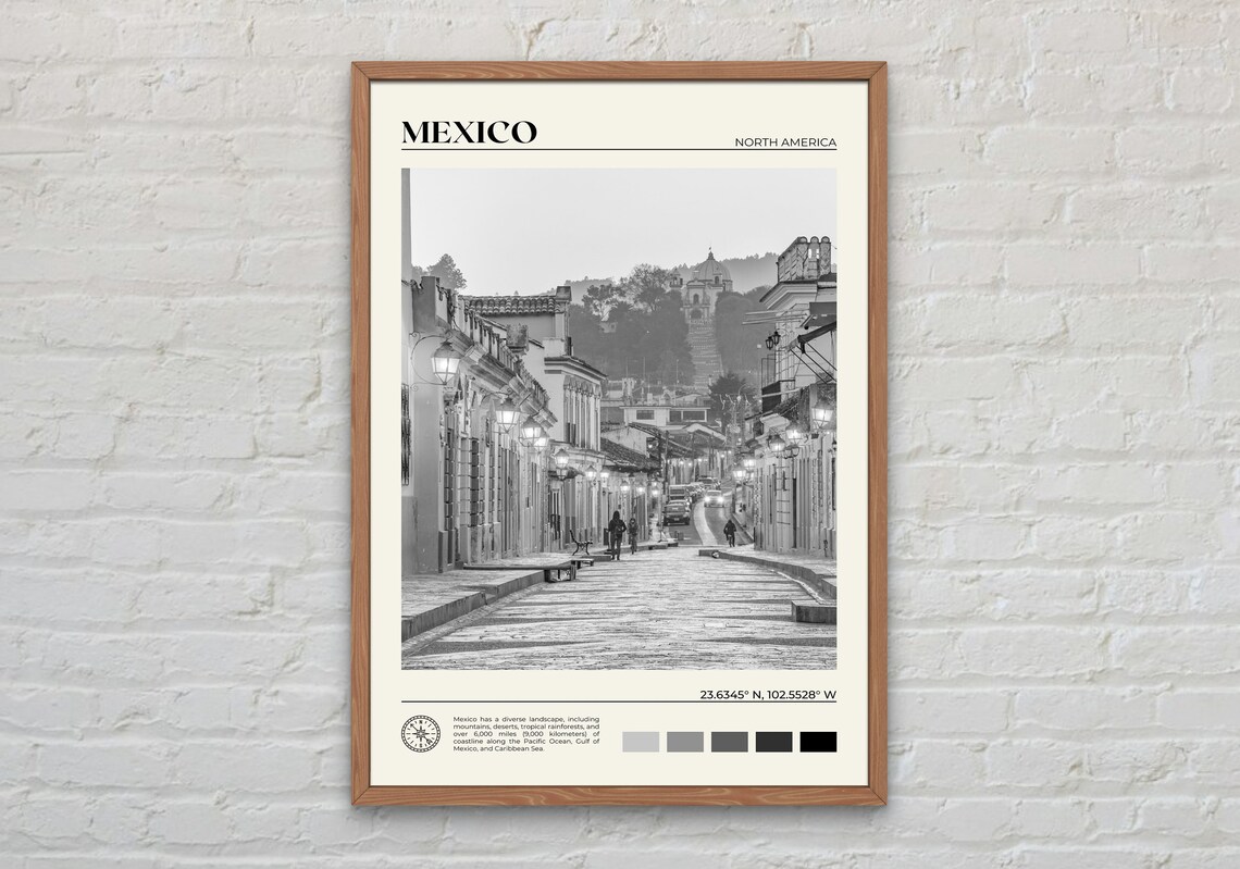 Mexico Black And White Travel Poster, North America