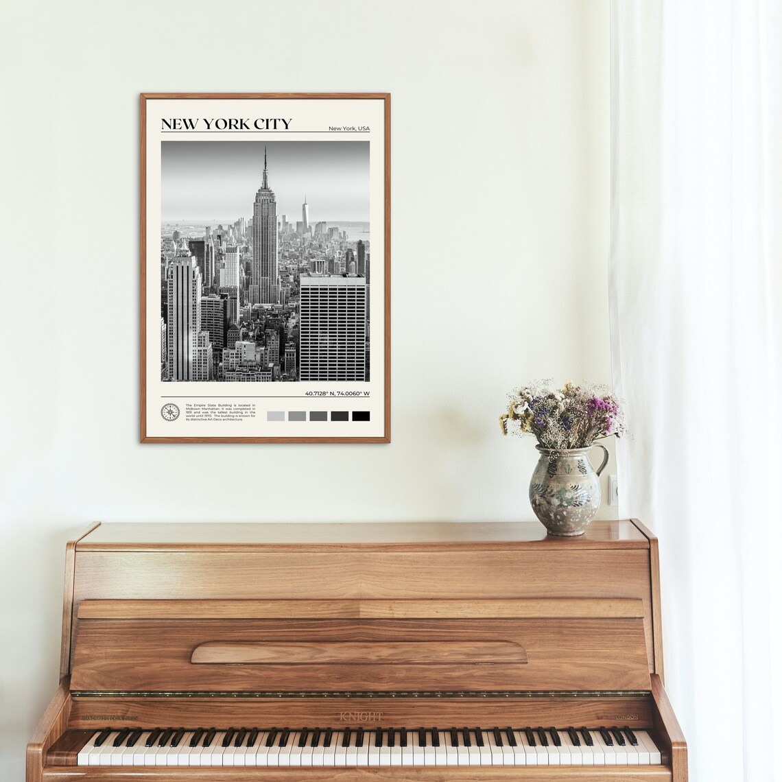 New York City Black and White Travel Poster, Wall Art - Image 2