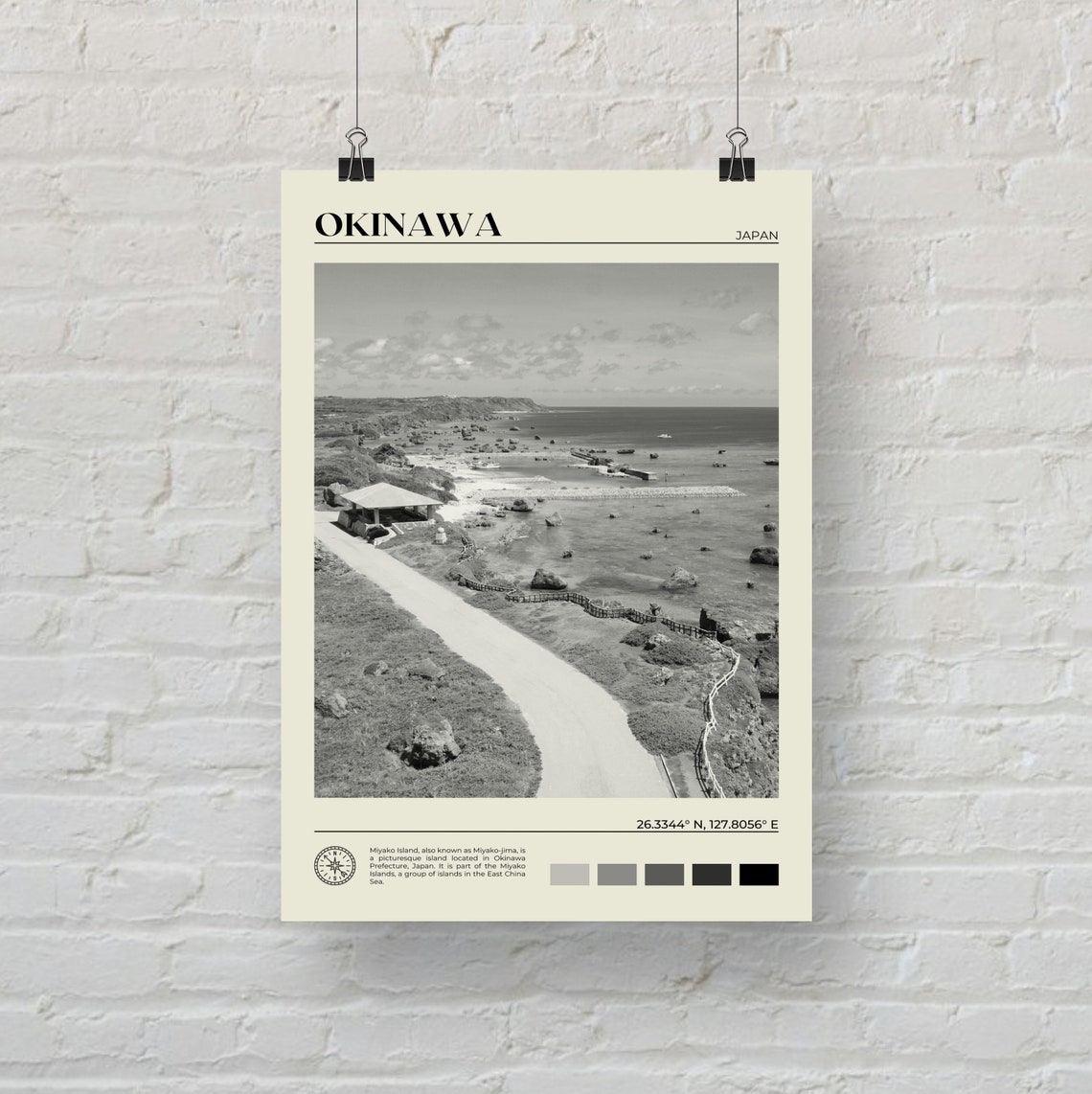 Black And White Okinawa Island Print Okinawa Wall Art Okinawa Poster Okinawa Photo Okinawa Poster Print Okinawa Wall Decor Japan - Image 2