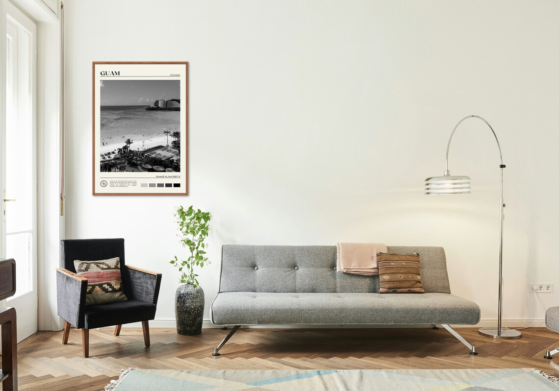 Guam Black and White Travel Poster, Oceania Art - Image 3
