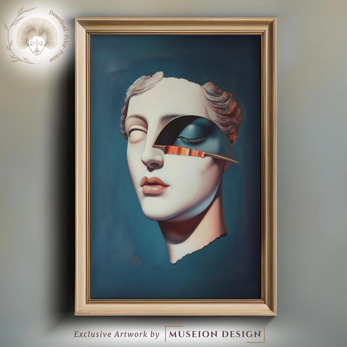 Abstract Sculpture Poster Surreal Face Art Print Modern For Home Office Or Gallery Wall Decor