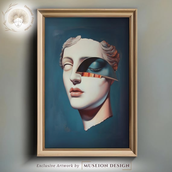 Surreal Sculpture Face Abstract Classical Bust Modern Art Poster