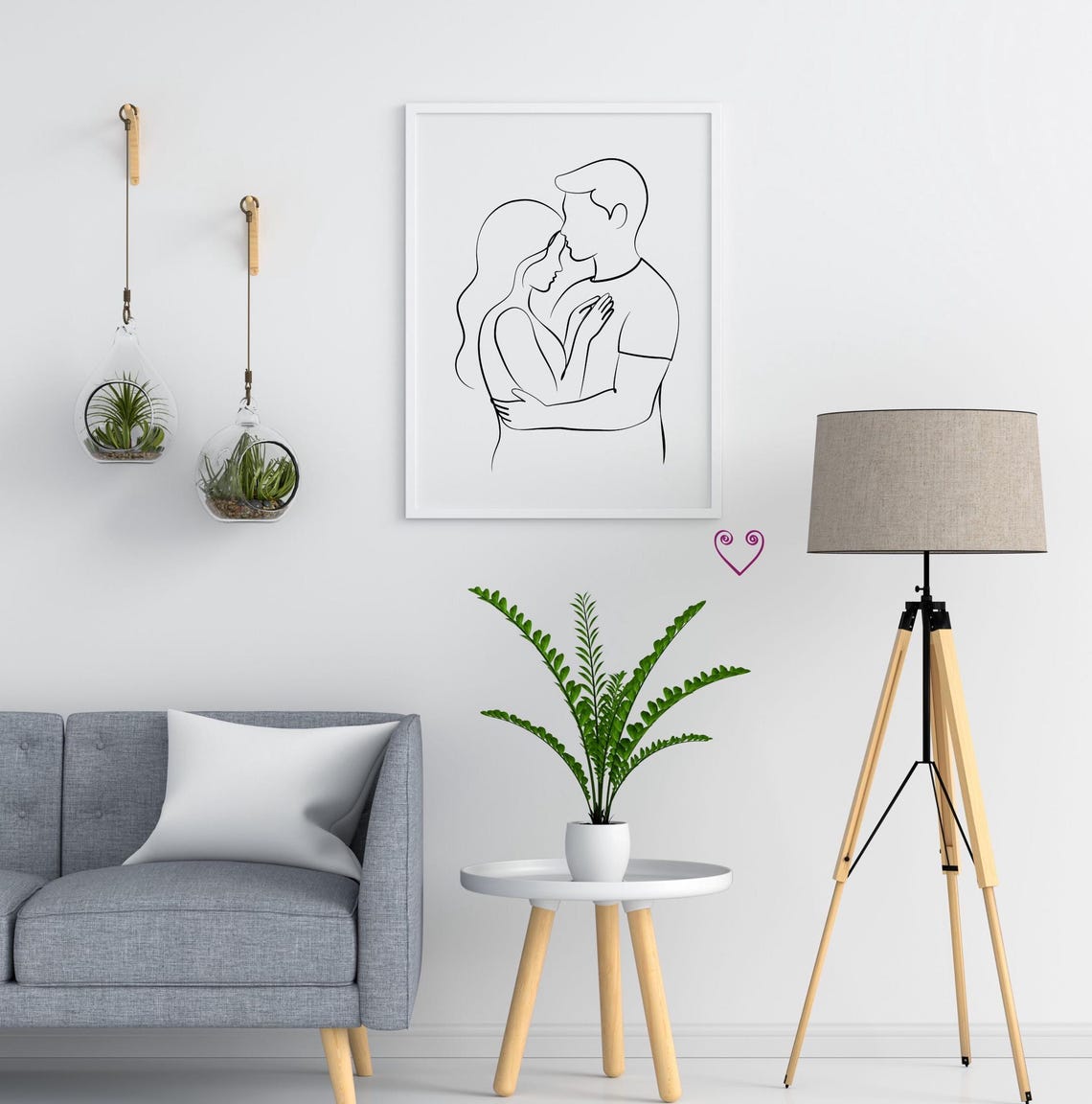 Couple Line Drawing Minimalist Art Man And Woman Wall Gift For Couples