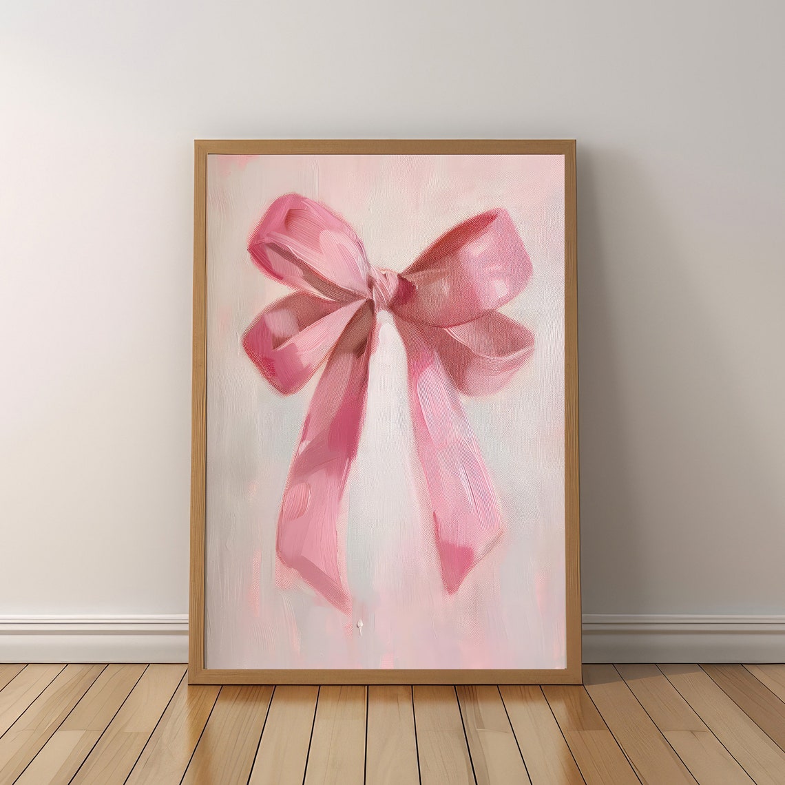 Soft Pink Ribbon Bow Oil Painting Romantic Balletcore Art Poster - Image 4