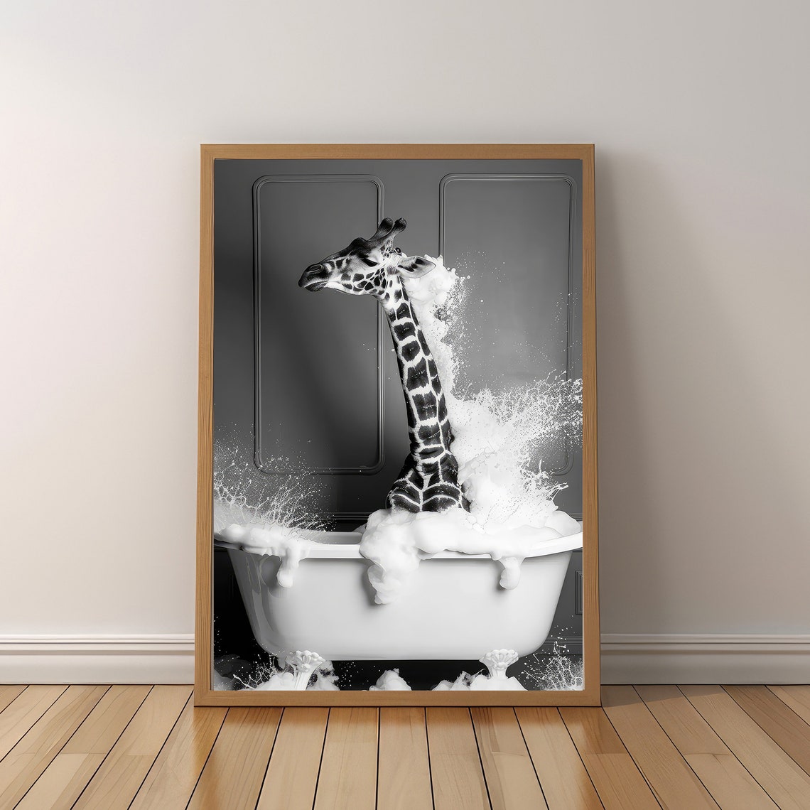Cute Baby Giraffe In Tub Wall Art Giraffe Photo Giraffe Art Bathroom Art Print - Image 5