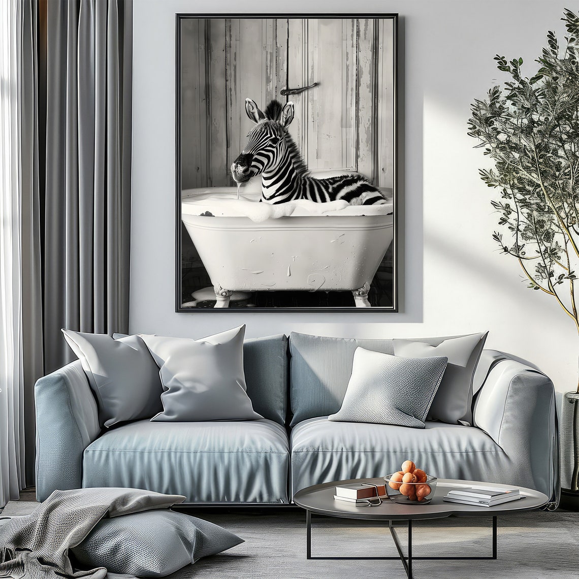 Cute Zebra In Tub Wall Art Zebra Photo Zebra Art Bathroom Art Print - Image 3