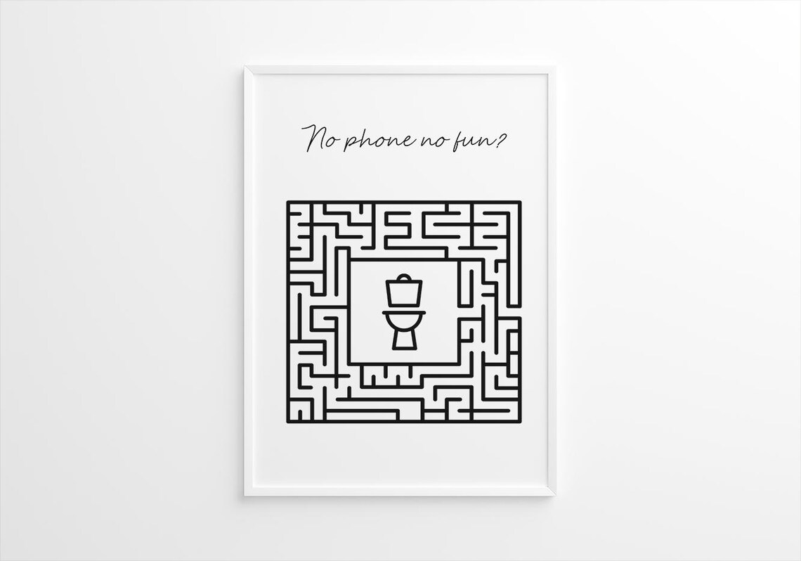 Forgot Your Phone Funny Toilet Puzzle Art Print - Image 2