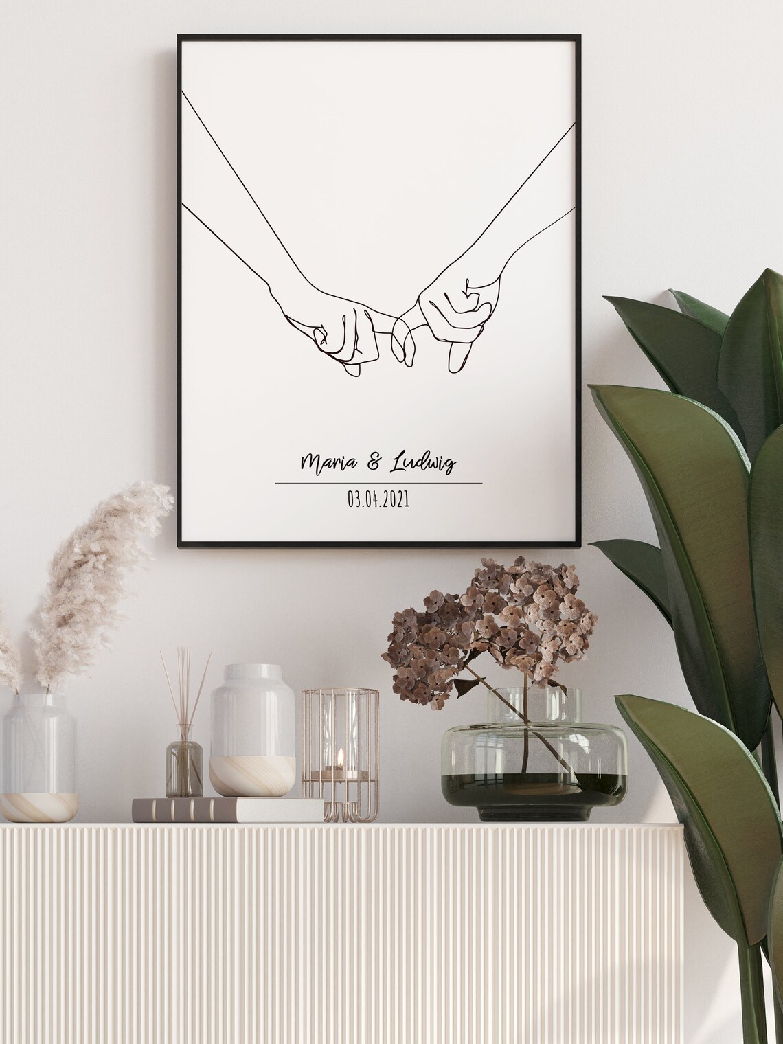 Line Art Date Wedding Anniversary Coordinates Poster - Image 2