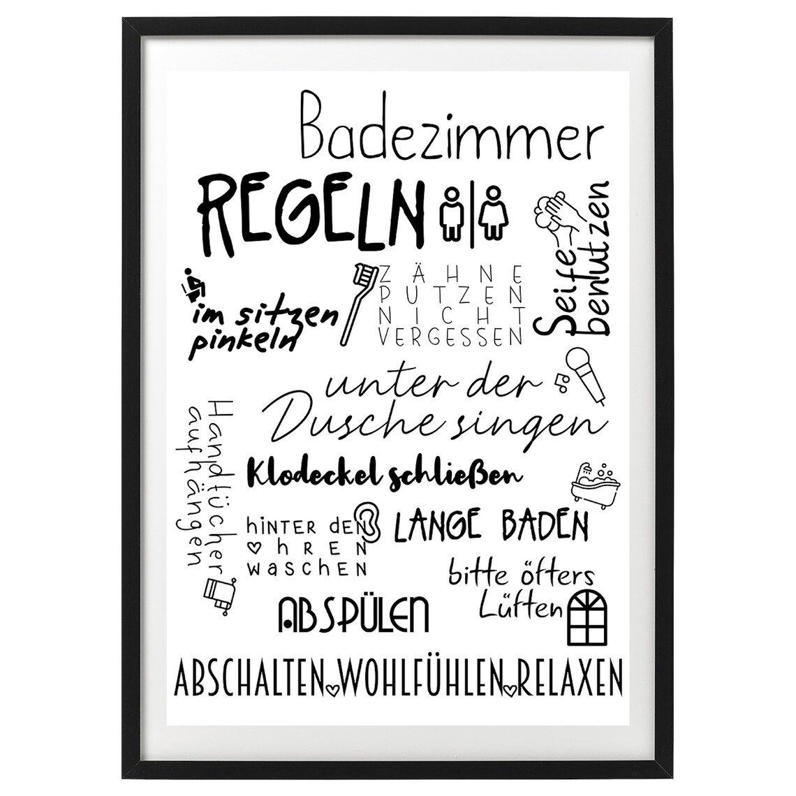 Bathroom Rules Funny Bathroom Poster, Powder Room Decor - Image 2
