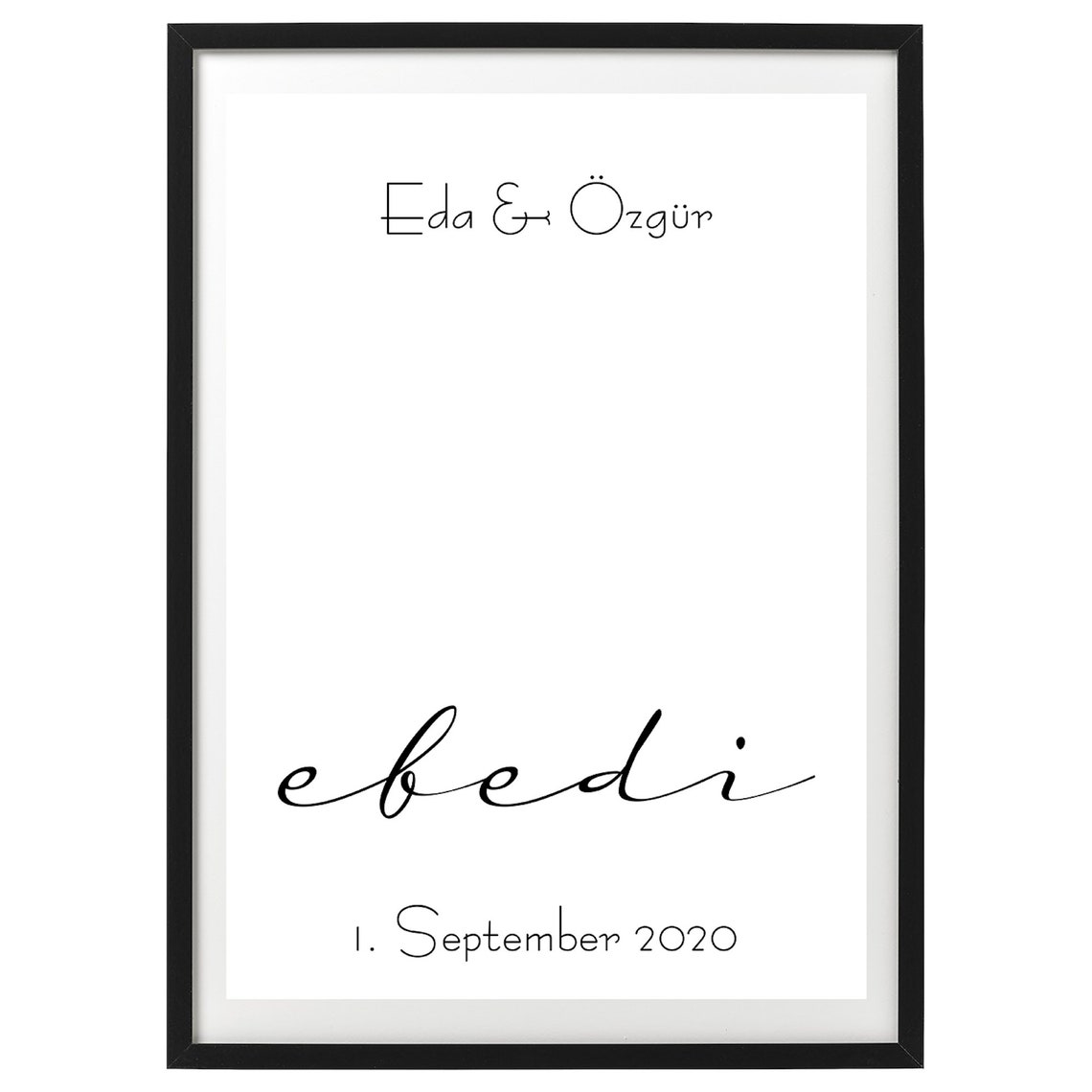 Ebedi Turkish Personalized Wedding Names Date Love Keepsake Poster - Image 2