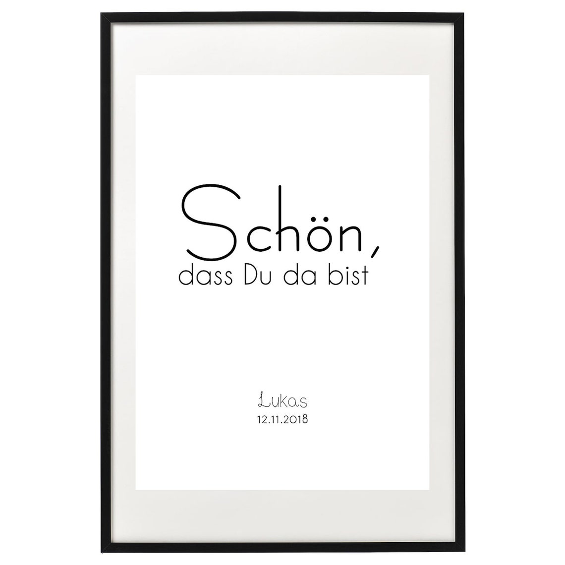 Personalized German Schön Dass Du Da Bist Quote Name Date Poster - Image 2