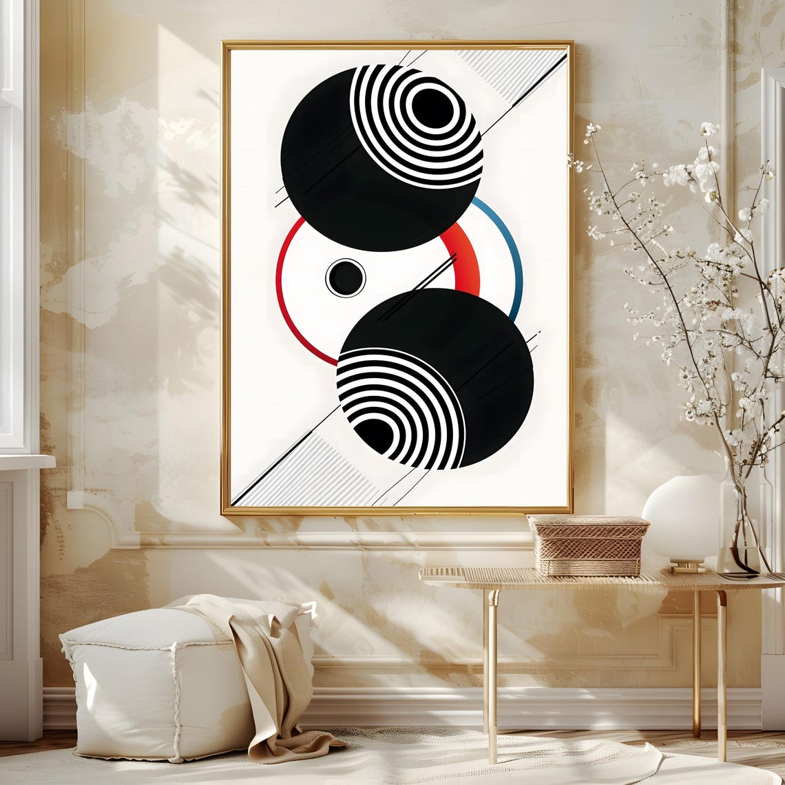 Mid Century Modern Wall Art Abstract Wall Decor Art Print Minimal Black And White Art Print Boho Art Neutral Geometric Shapes Wall Art - Image 4