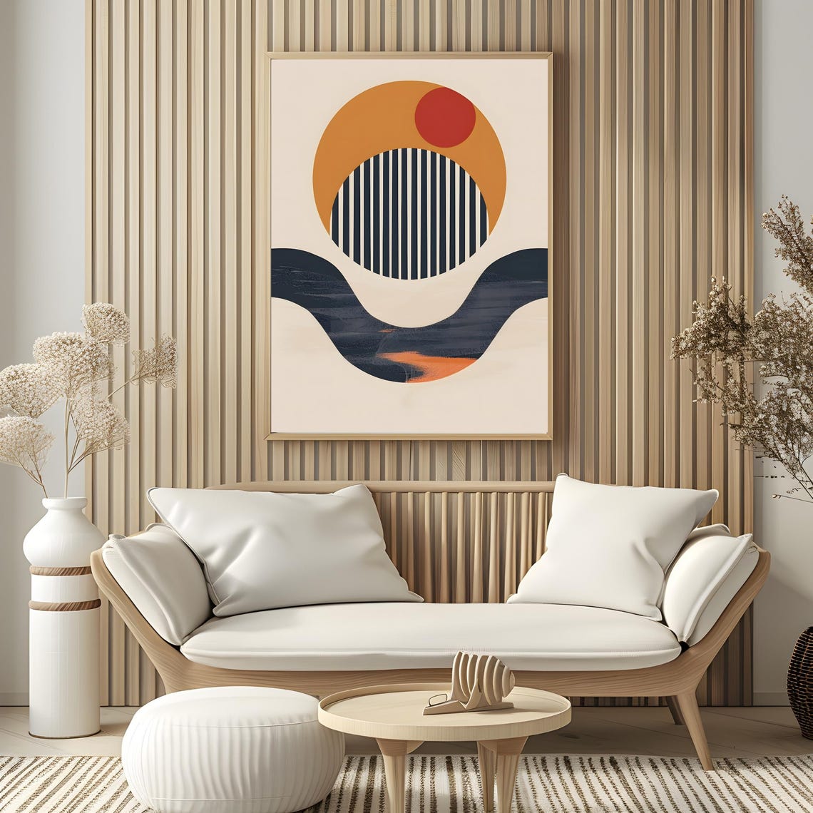 Mid Century Modern Wall Art Abstract Wall Decor Art Print Minimal Black And White Art Print Boho Art Neutral Geometric Shapes Wall Art - Image 4