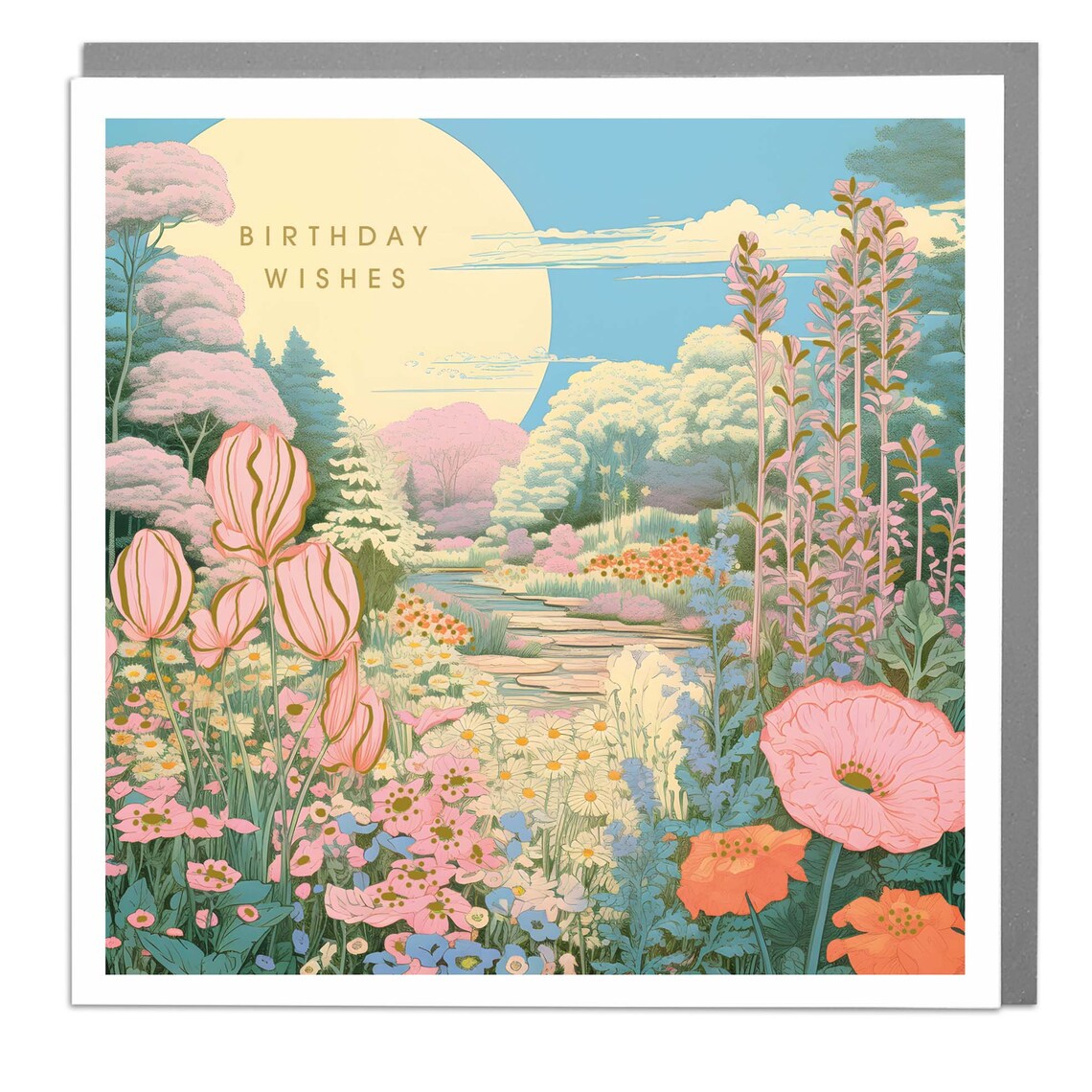 Summer Garden Happy Birthday Card, Poster Print