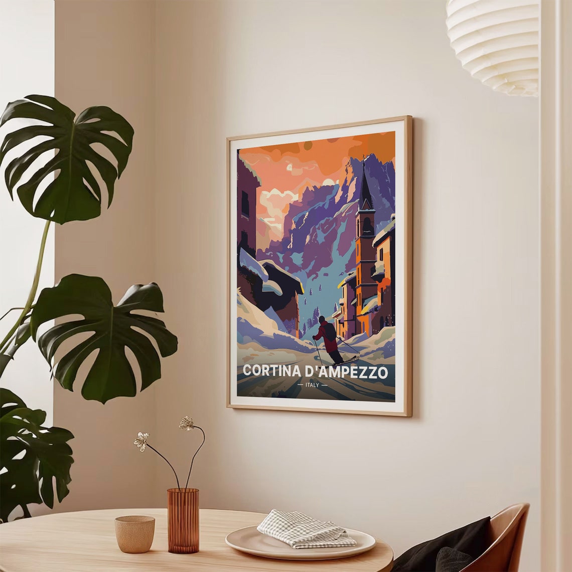 Cortina dAmpezzo Italy Alpine Ski Resort Sunset Scene Poster - Image 2