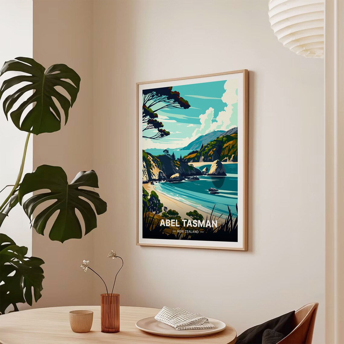 Abel Tasman New Zealand Poster Coastal Beach Cliffs Nature Art - Image 2