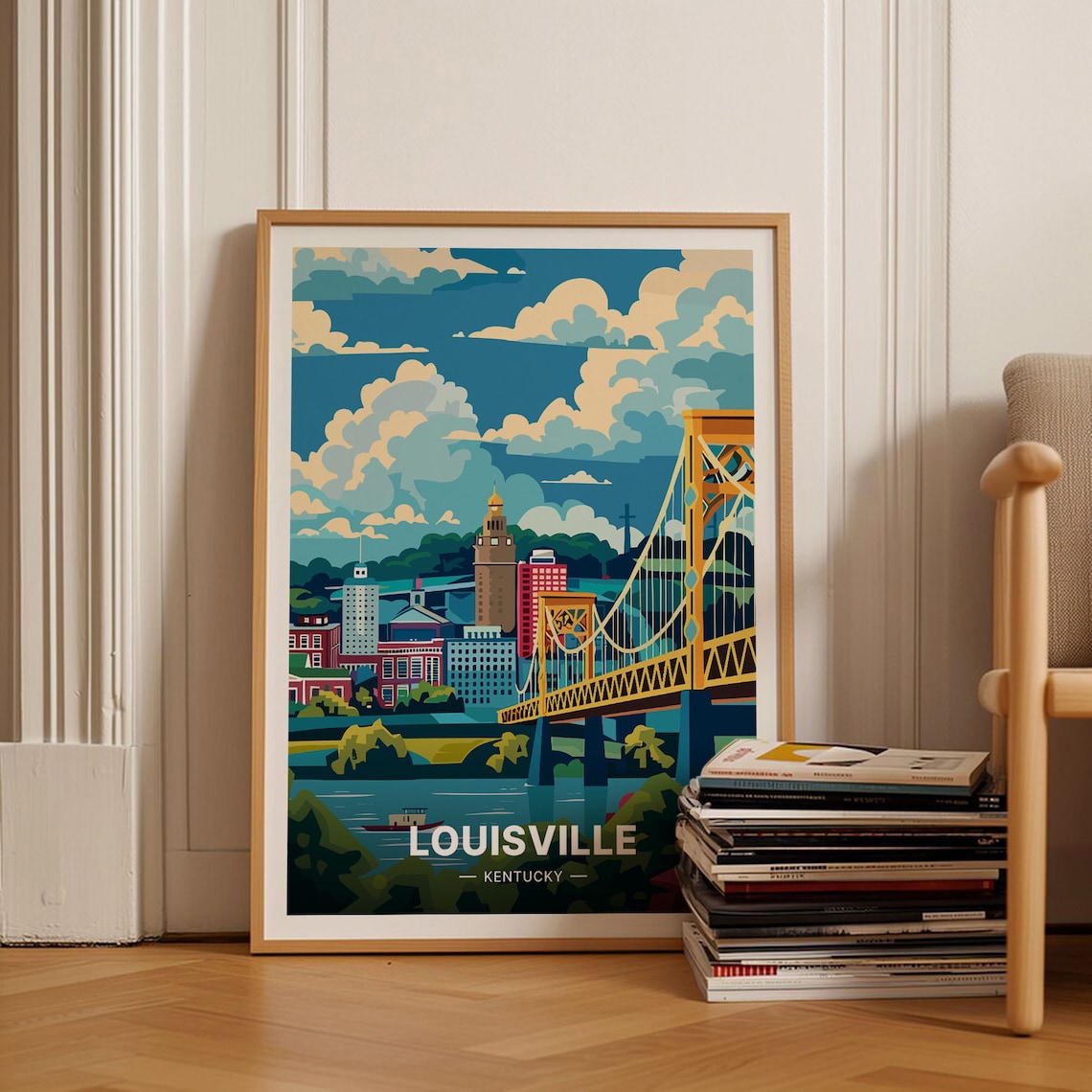 Louisville Kentucky Travel Poster, Mid-Century Modern