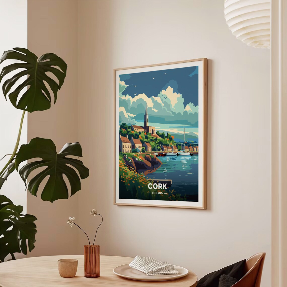Cork Ireland Harbour Church Spire Sailboats Coastal Travel Poster - Image 2