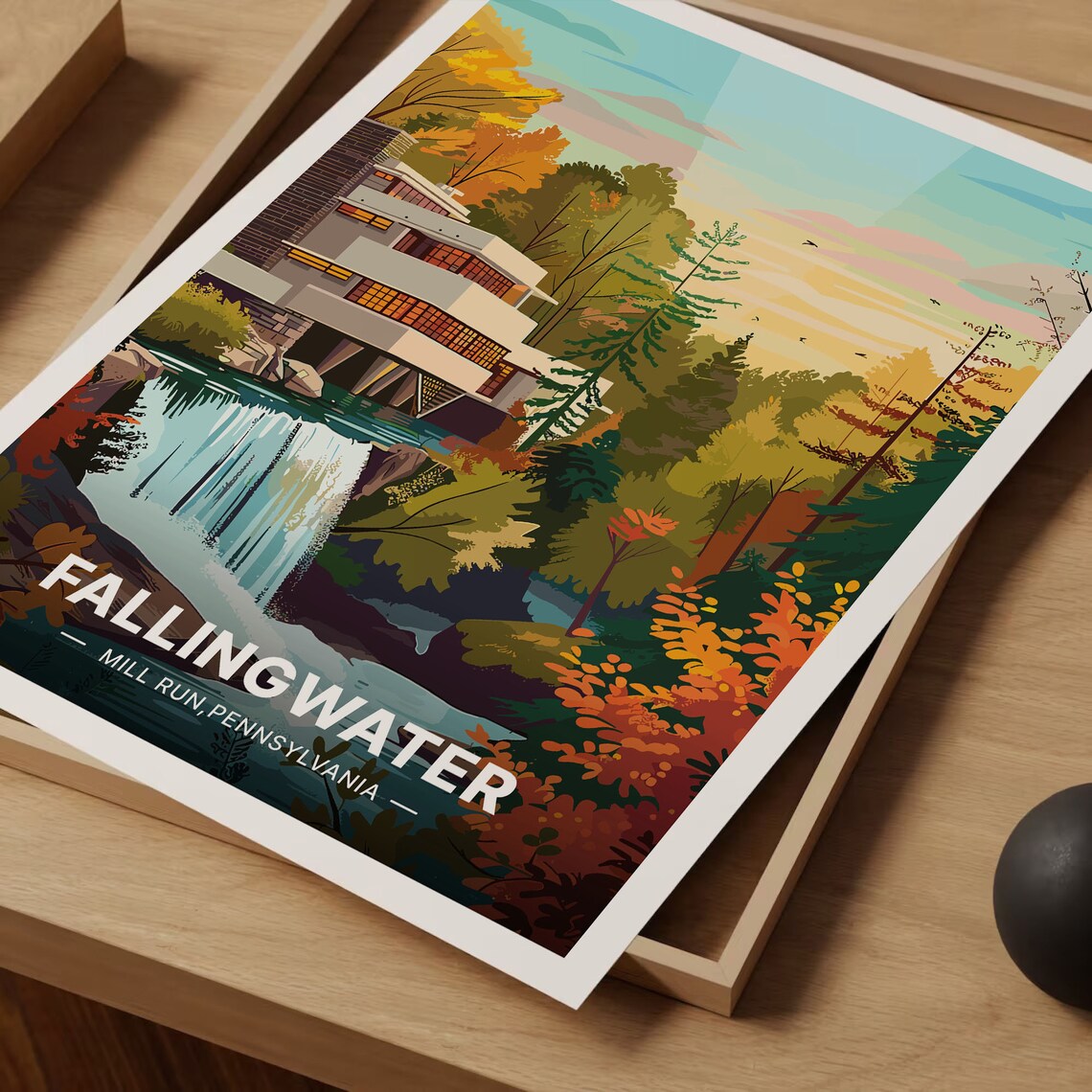 Fallingwater Pennsylvania Landmark Travel Poster - Image 3