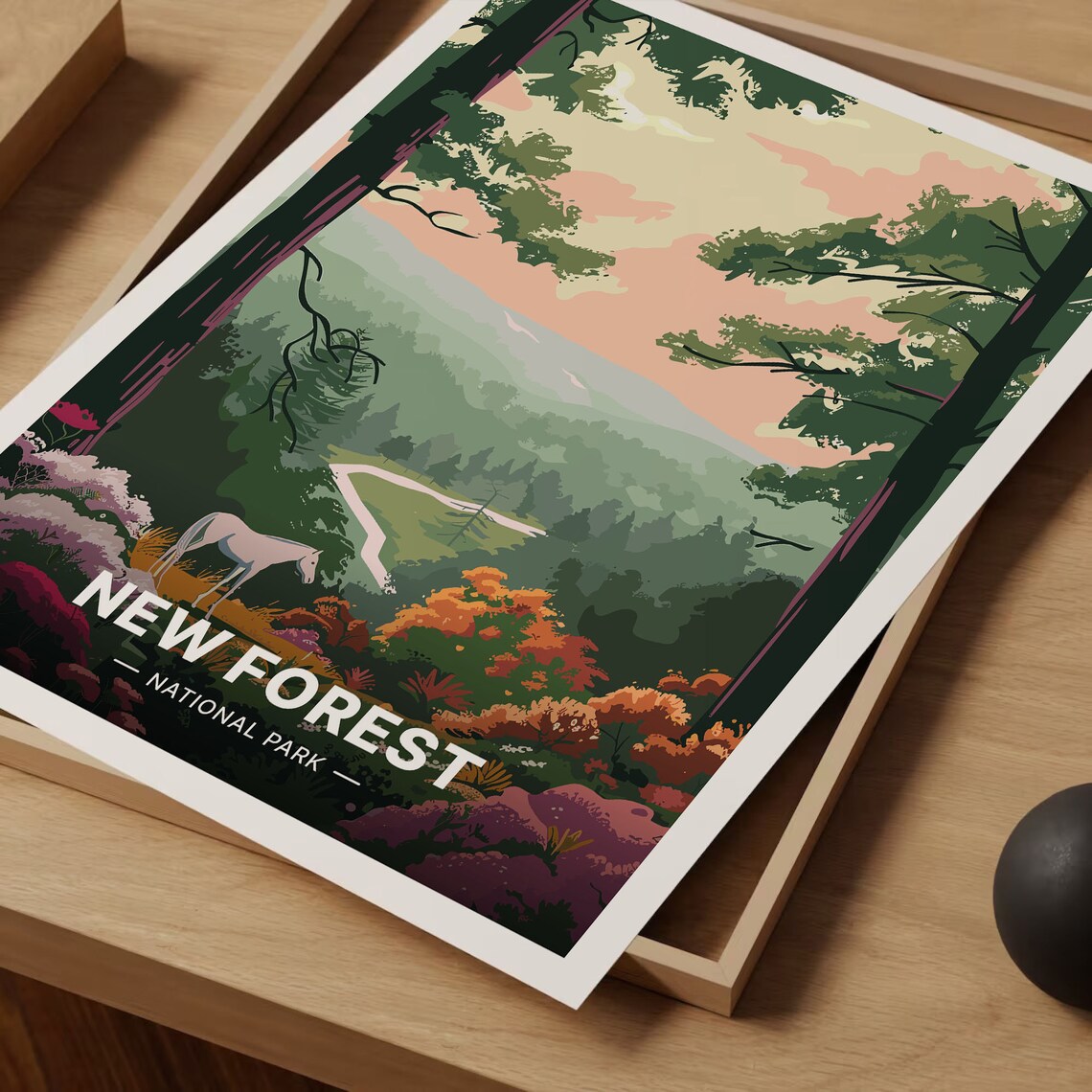New Forest National Park Pony Woodland Vintage Travel Poster - Image 3