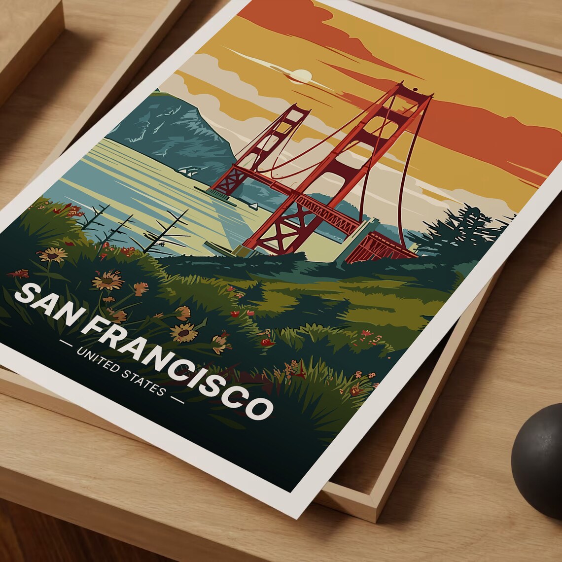 Golden Gate Bridge Cityscape Wedding Gift Wall Art Print - Image 3