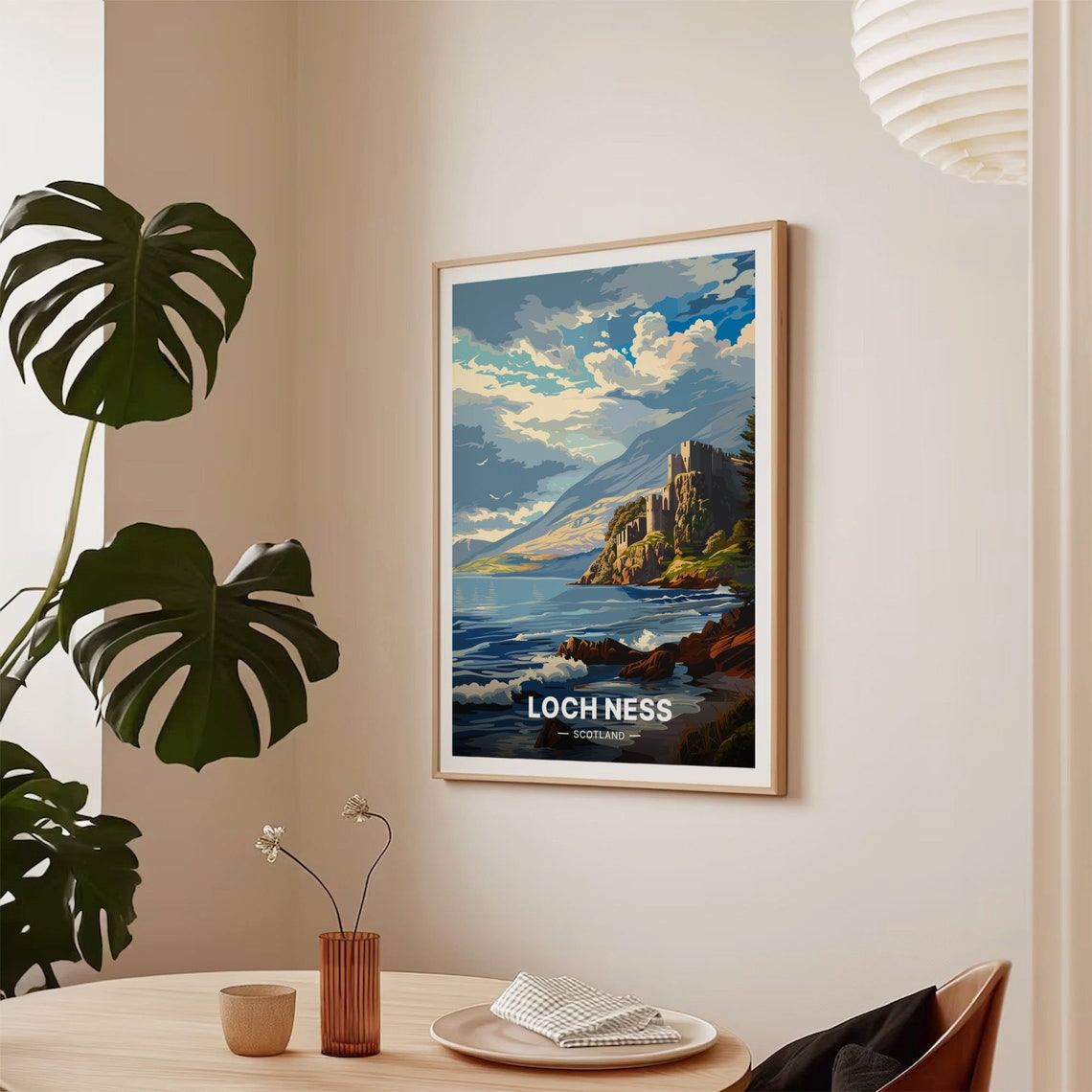 Loch Ness Scotland Castle Ruin Mountain Lake Vintage Travel Poster - Image 2