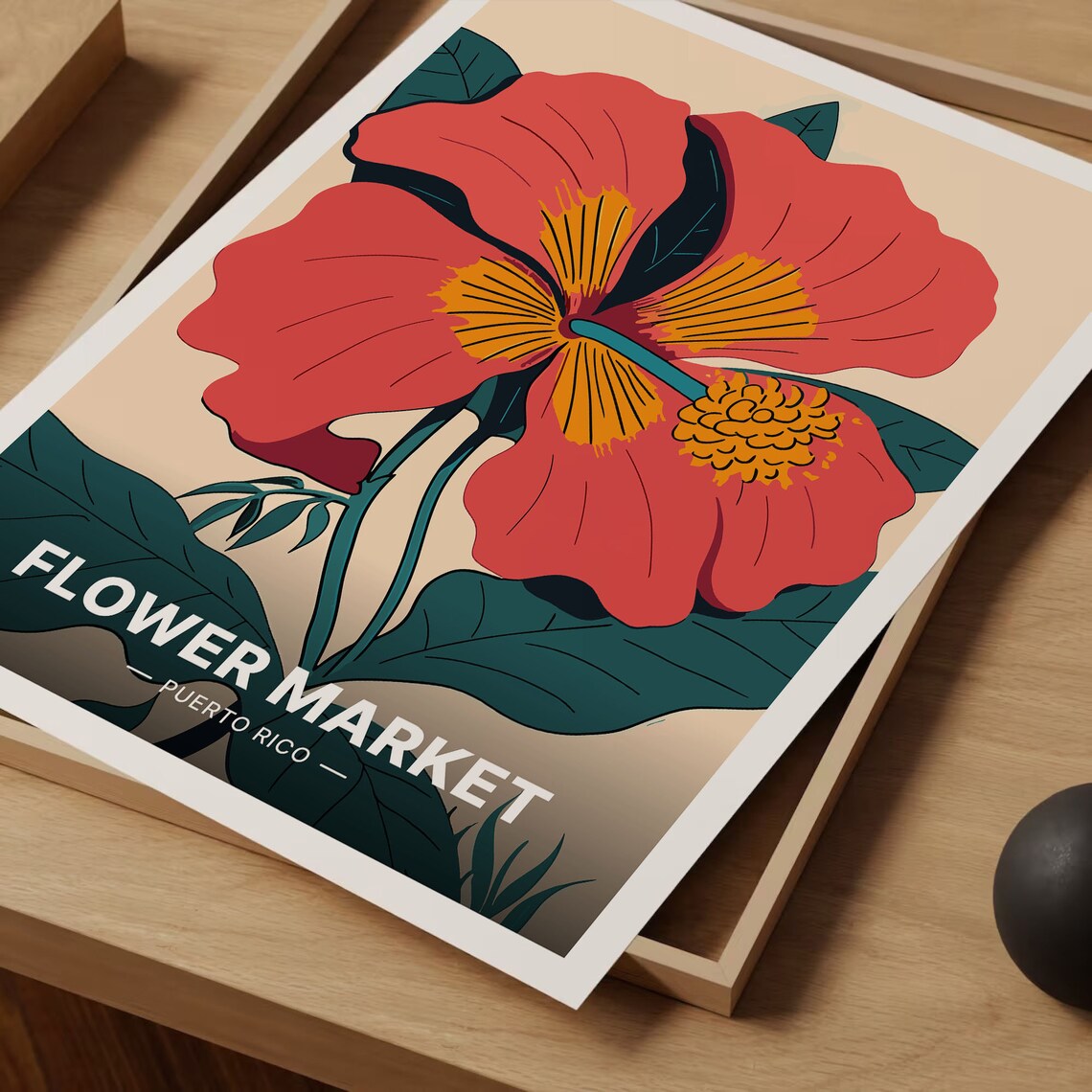 Puerto Rico Travel Poster, Flor De Maga Botanical Art - Image 3