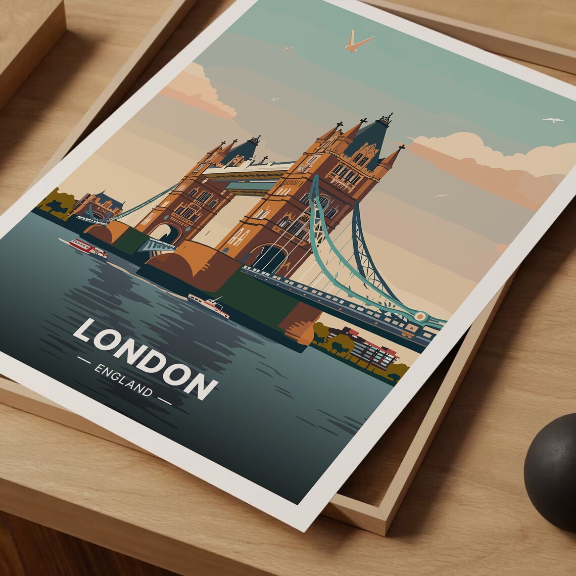 London Skyline Travel Poster, British Cityscape - Image 3