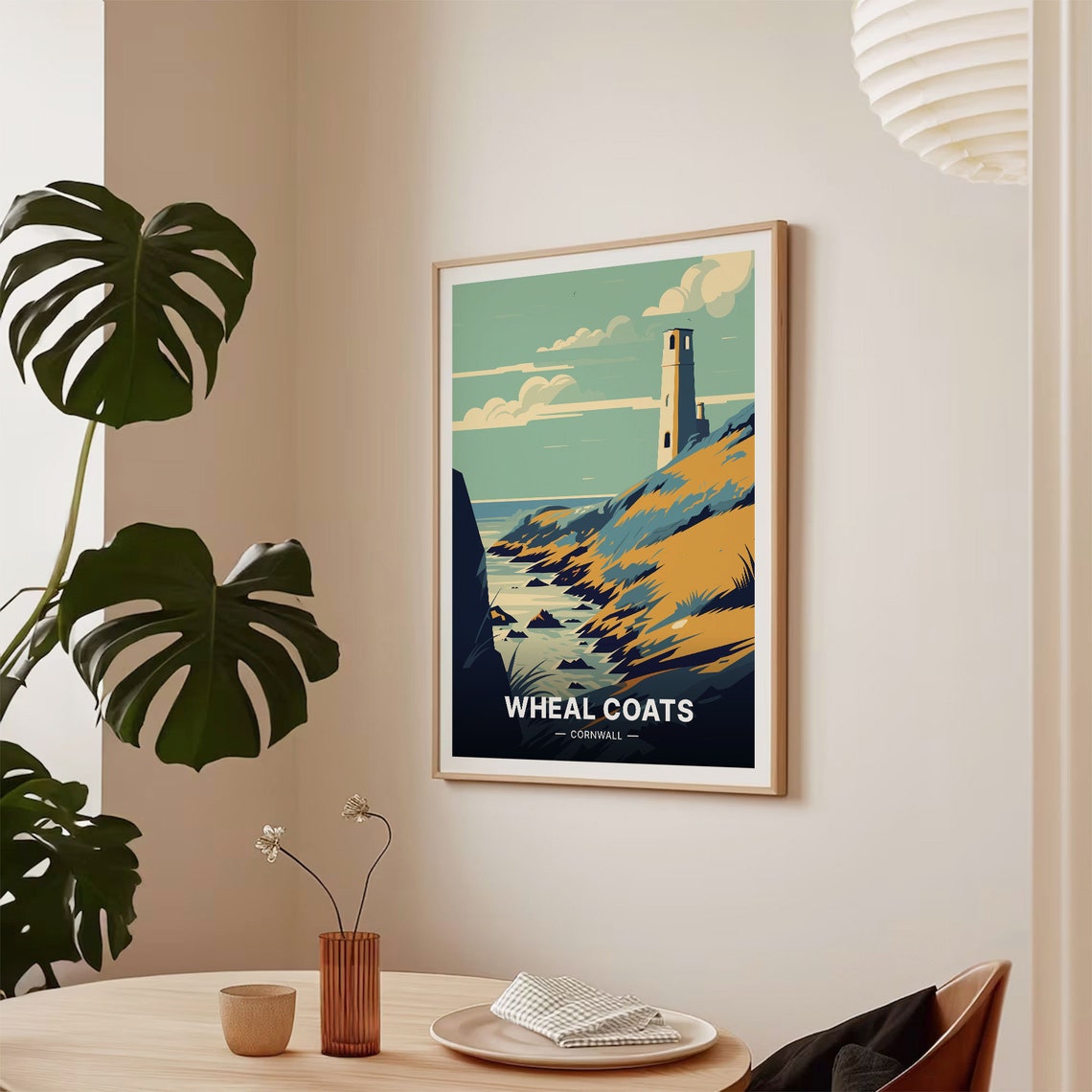 Wheal Coats Cornwall Travel Poster Golden Cliffs Mine Coast Art - Image 2