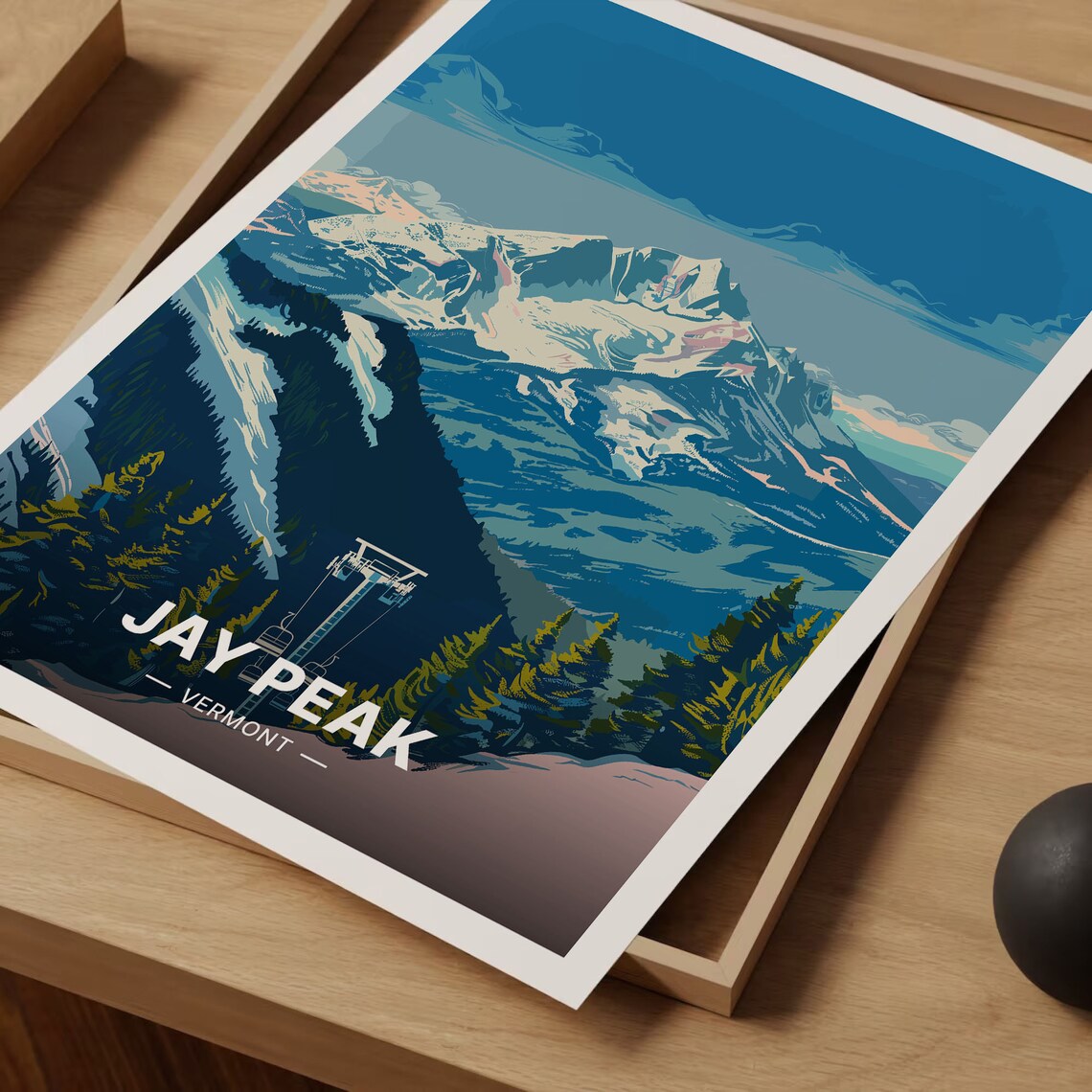 Jay Peak Burke Mountain Vermont Travel Poster, Retro - Image 3