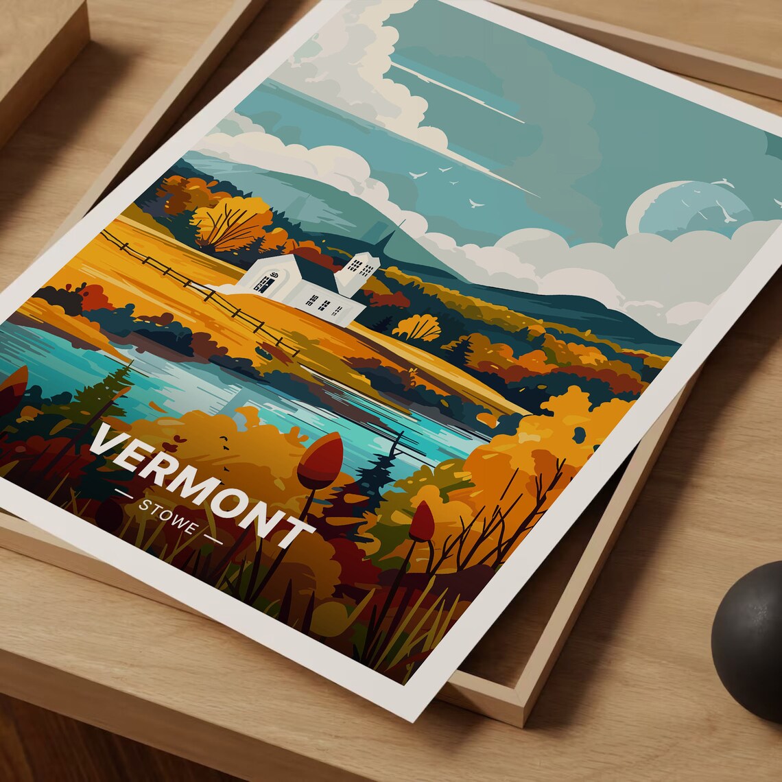 Stowe, Vermont Travel Poster, Scenic Landscape Art Print - Image 3