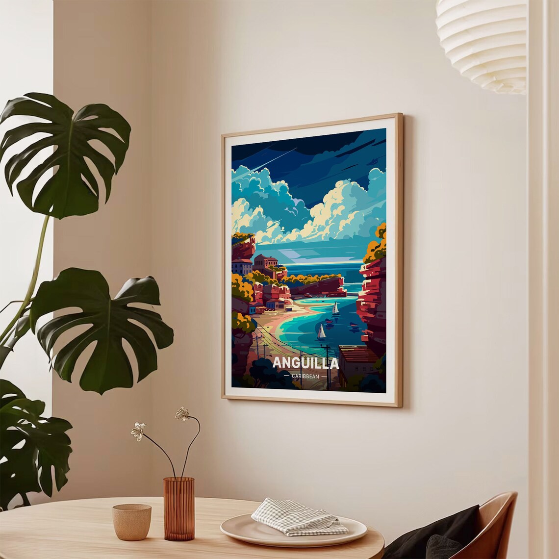 Anguilla Caribbean Travel Poster, Beach Scene Art Print - Image 2
