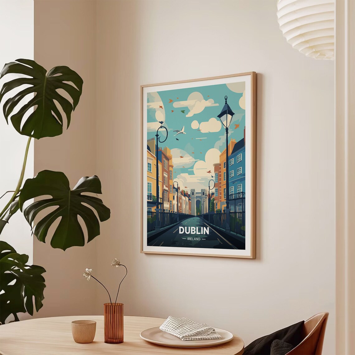 Dublin Ireland Georgian Street Vintage Lamps Stone Arch Travel Poster - Image 2